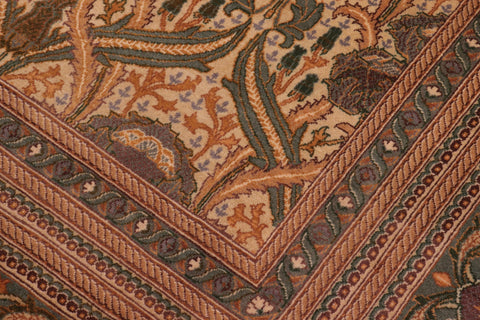 handmade Transitional Hamjolie Ivory Lt. Green Hand Knotted RECTANGLE 100% WOOL area rug 9x12