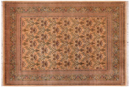 handmade Transitional Hamjolie Ivory Lt. Green Hand Knotted RECTANGLE 100% WOOL area rug 9x12