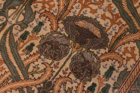 handmade Transitional Hamjolie Ivory Lt. Green Hand Knotted RECTANGLE 100% WOOL area rug 9x12