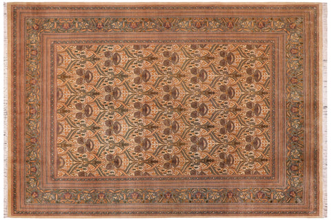 handmade Transitional Hamjolie Ivory Lt. Green Hand Knotted RECTANGLE 100% WOOL area rug 9x12