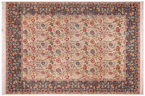 handmade Transitional Irfan Ivory Lt. Blue Hand Knotted RECTANGLE 100% WOOL area rug 9x12