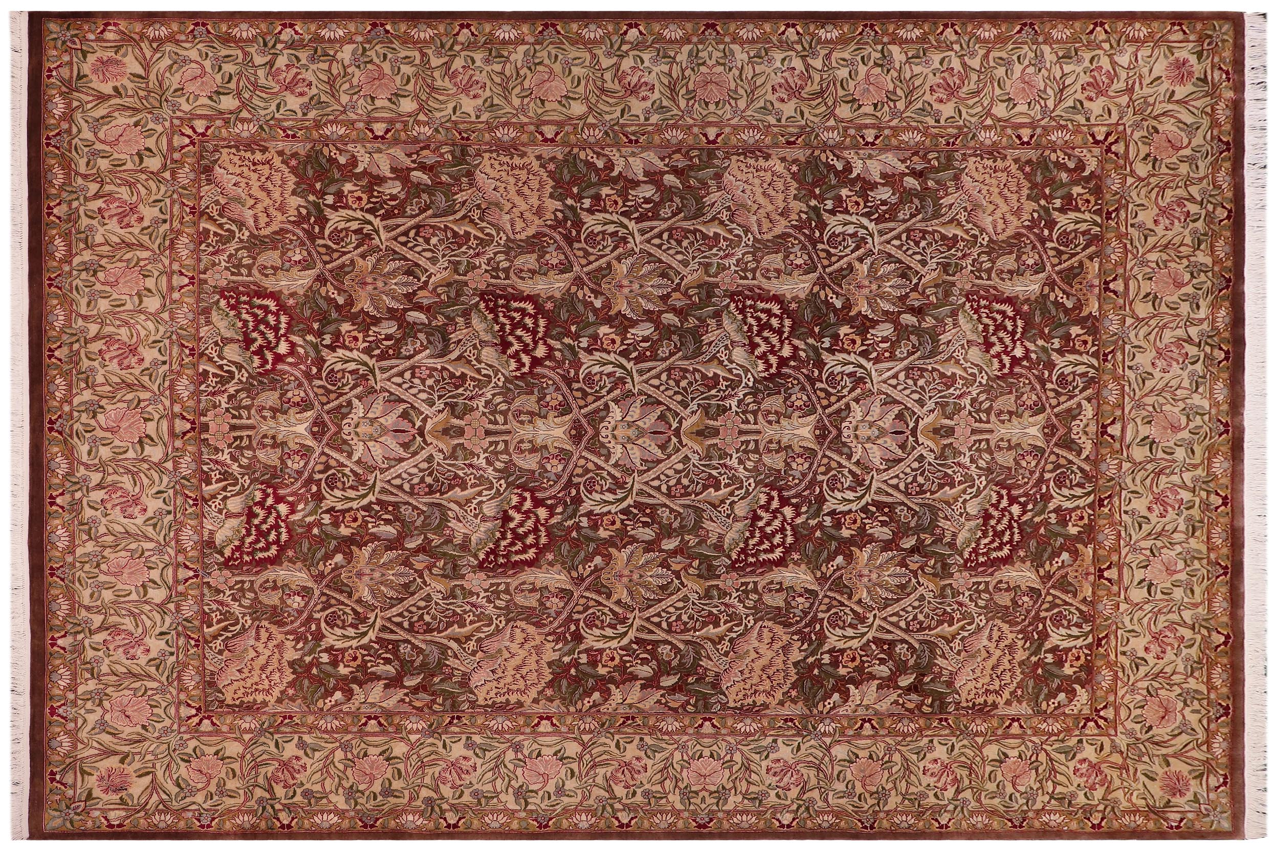 handmade Transitional William Brown Ivory Hand Knotted RECTANGLE 100% WOOL area rug 9x12