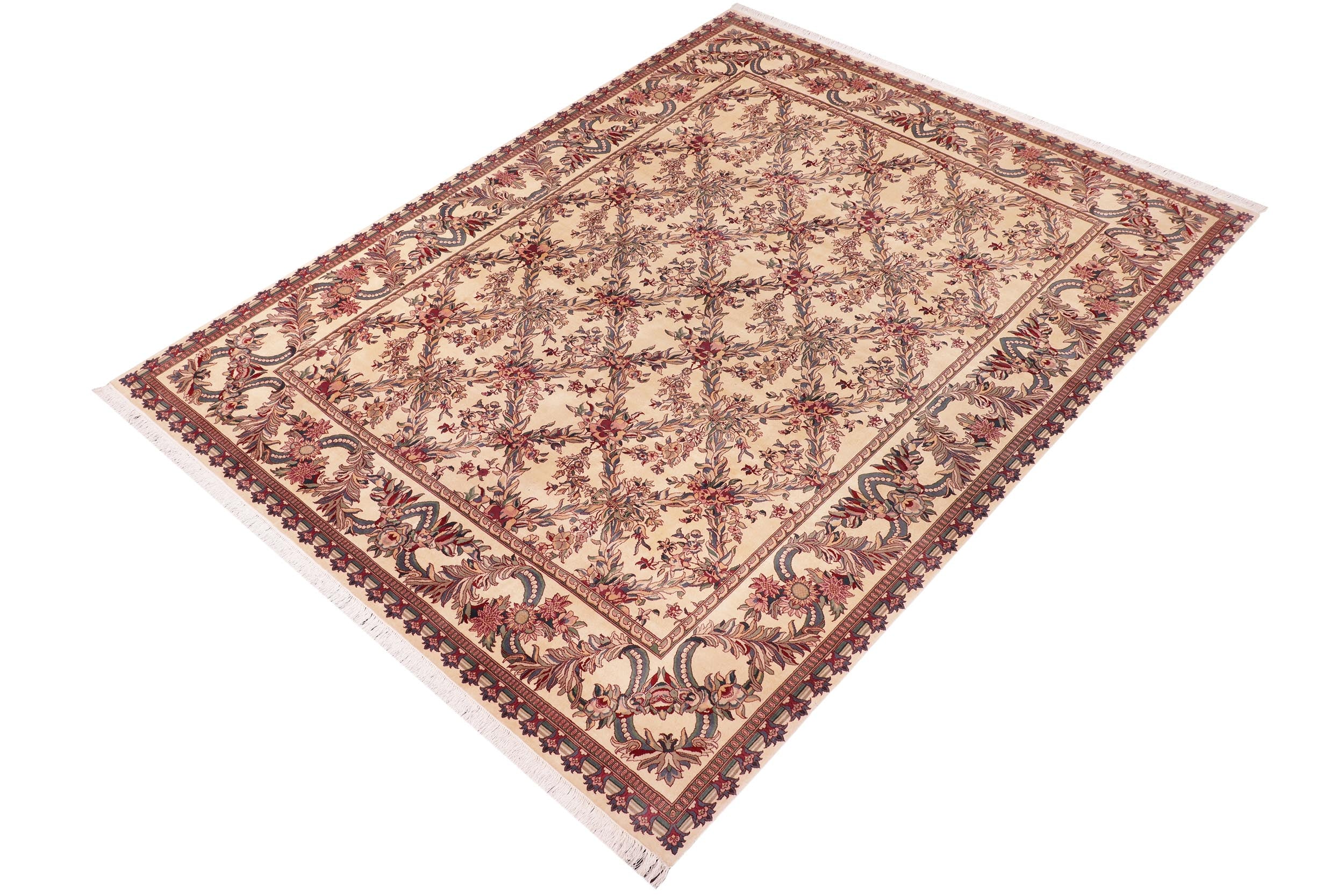 handmade Transitional Basan Ivory Ivory Hand Knotted RECTANGLE 100% WOOL area rug 9x12