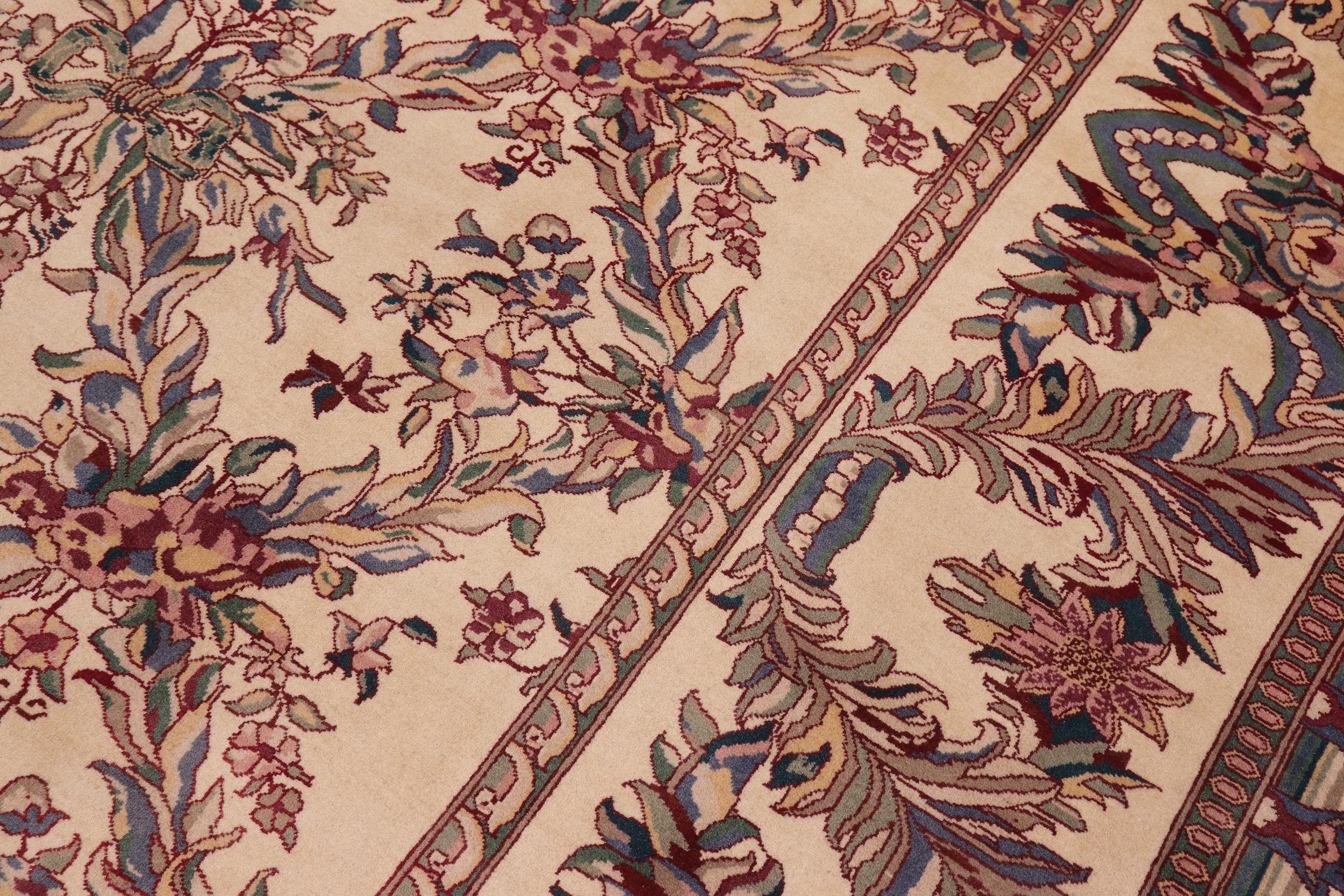 handmade Transitional Basan Ivory Ivory Hand Knotted RECTANGLE 100% WOOL area rug 9x12