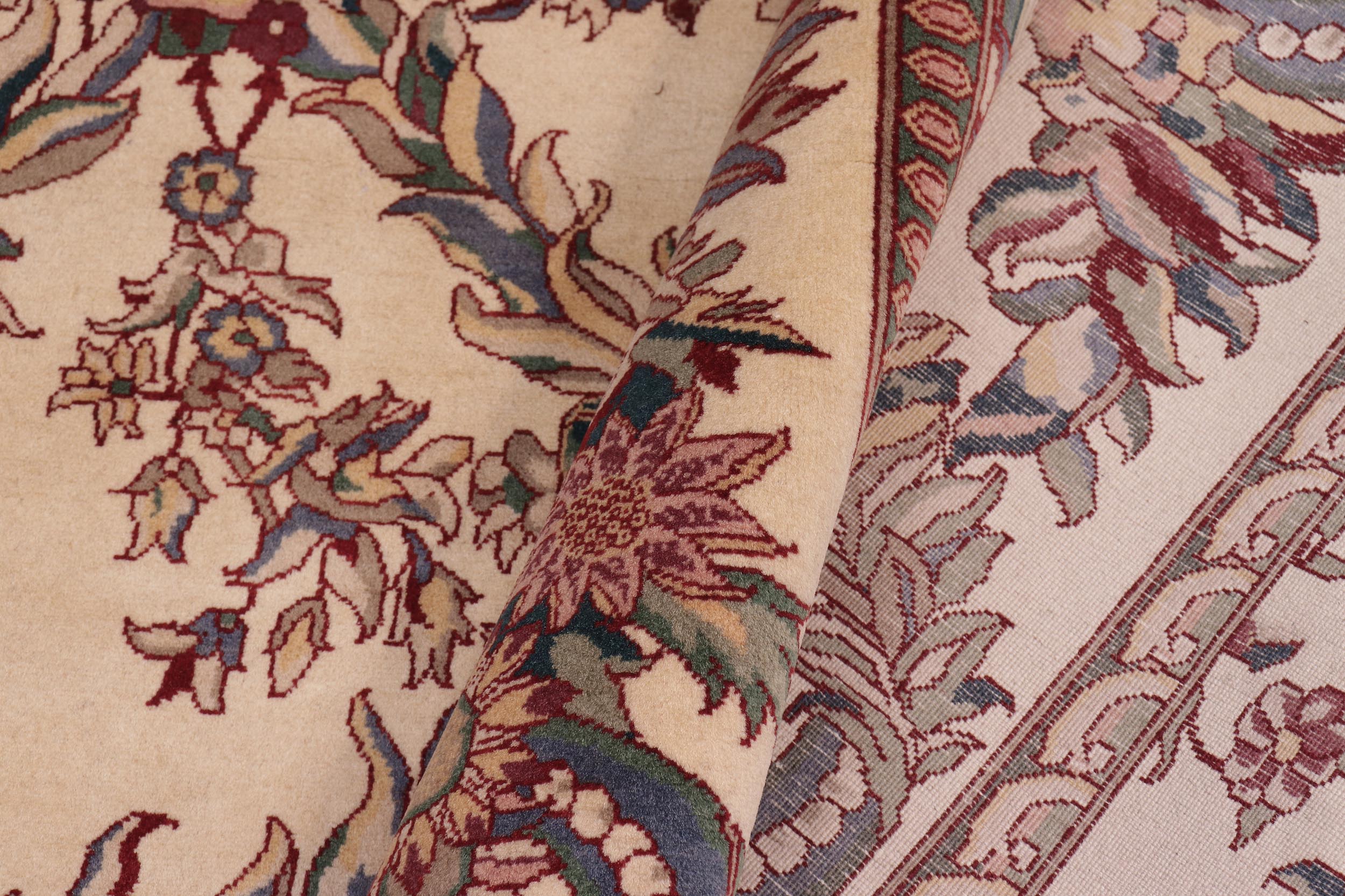 handmade Transitional Basan Ivory Ivory Hand Knotted RECTANGLE 100% WOOL area rug 9x12