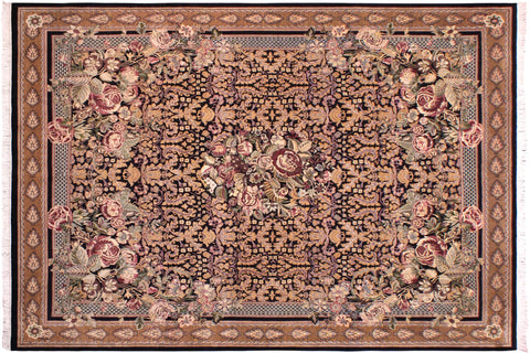 handmade Traditional Rasmi Romal Black Brown Hand Knotted RECTANGLE 100% WOOL area rug 9x12