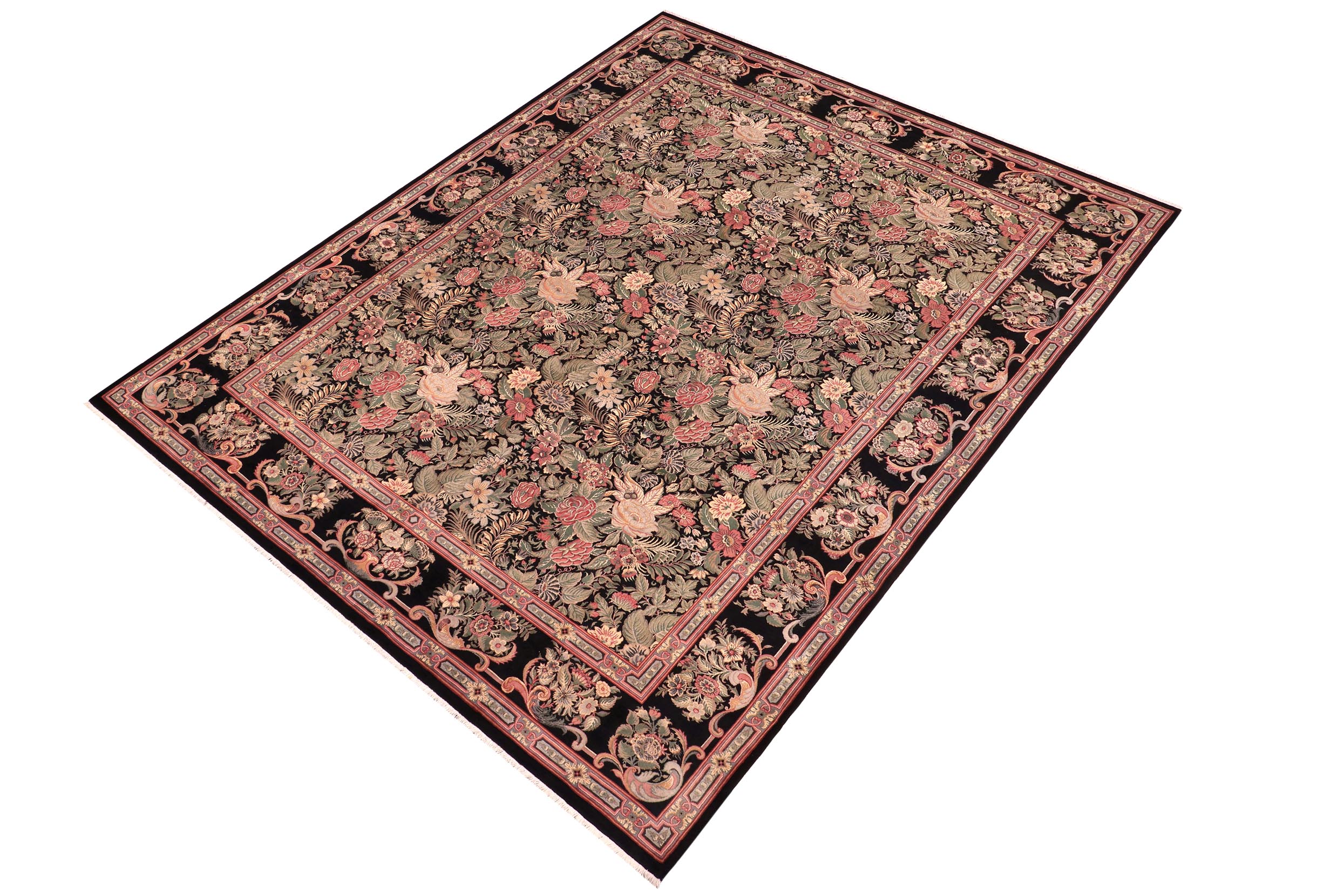 handmade Transitional Basarabian Black Black Hand Knotted RECTANGLE 100% WOOL area rug 9x12
