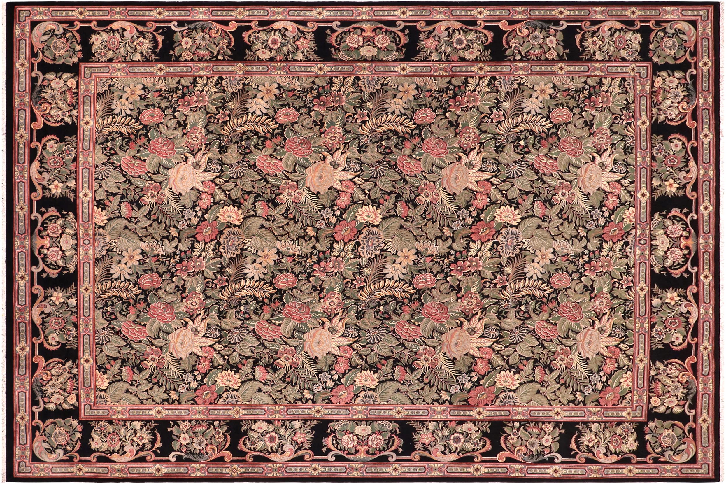 handmade Transitional Basarabian Black Black Hand Knotted RECTANGLE 100% WOOL area rug 9x12