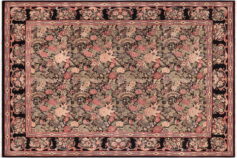 handmade Transitional Basarabian Black Black Hand Knotted RECTANGLE 100% WOOL area rug 9x12