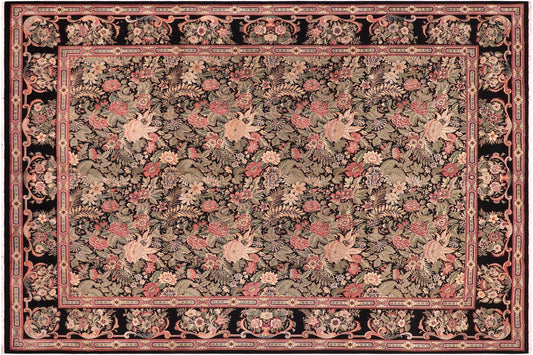 handmade Transitional Basarabian Black Black Hand Knotted RECTANGLE 100% WOOL area rug 9x12