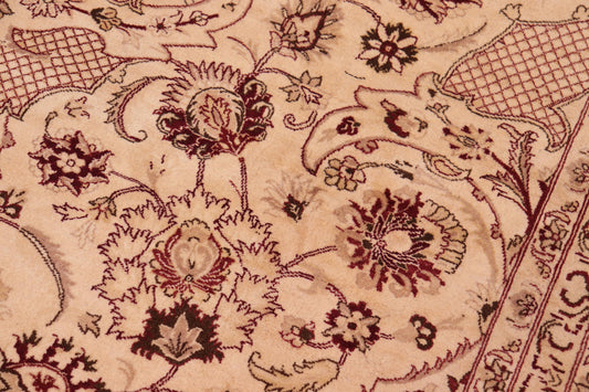 handmade Traditional Agra Beige Red Hand Knotted RECTANGLE 100% WOOL area rug 9x12