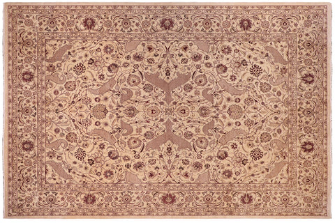 handmade Traditional Agra Beige Red Hand Knotted RECTANGLE 100% WOOL area rug 9x12