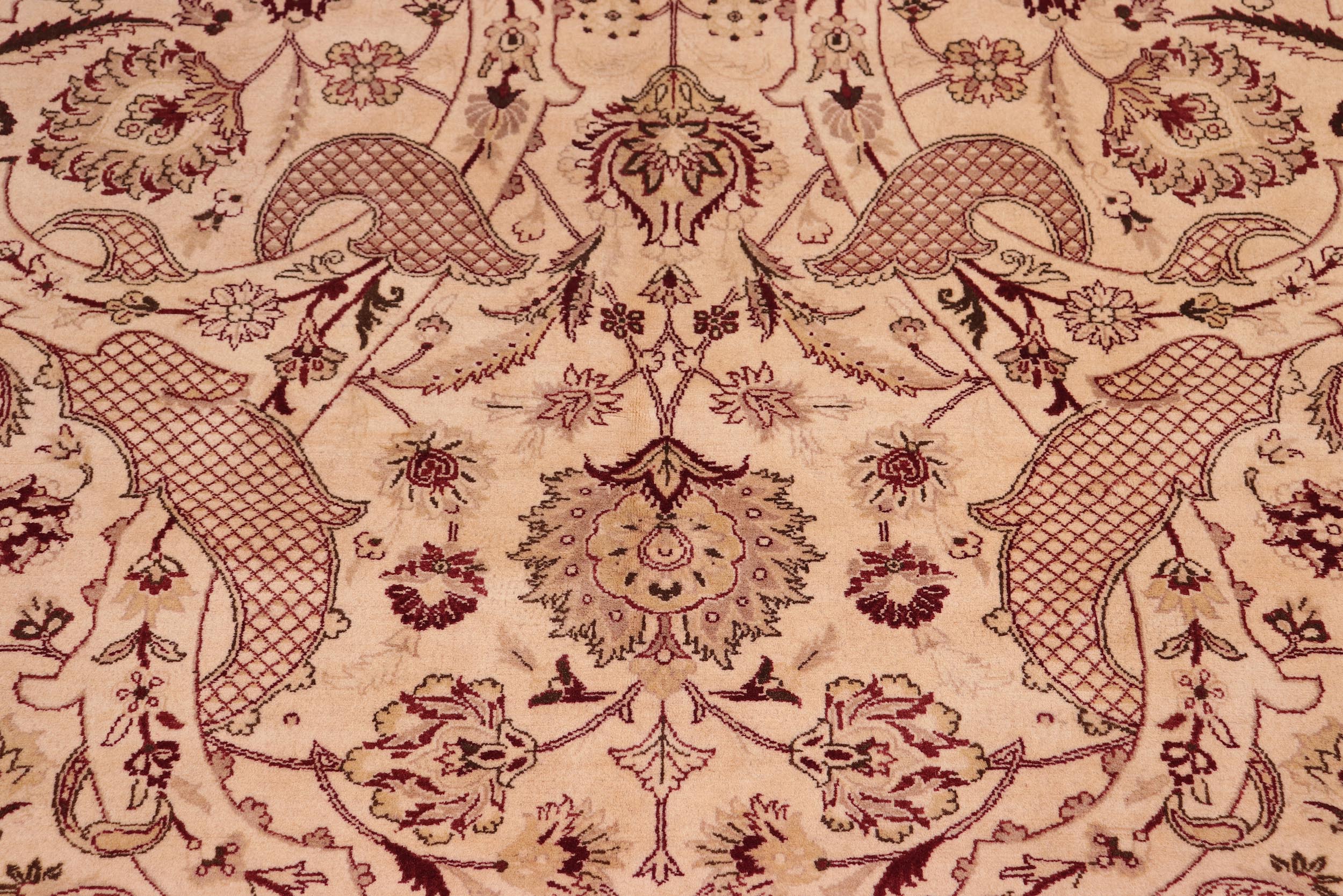 handmade Traditional Agra Beige Red Hand Knotted RECTANGLE 100% WOOL area rug 9x12