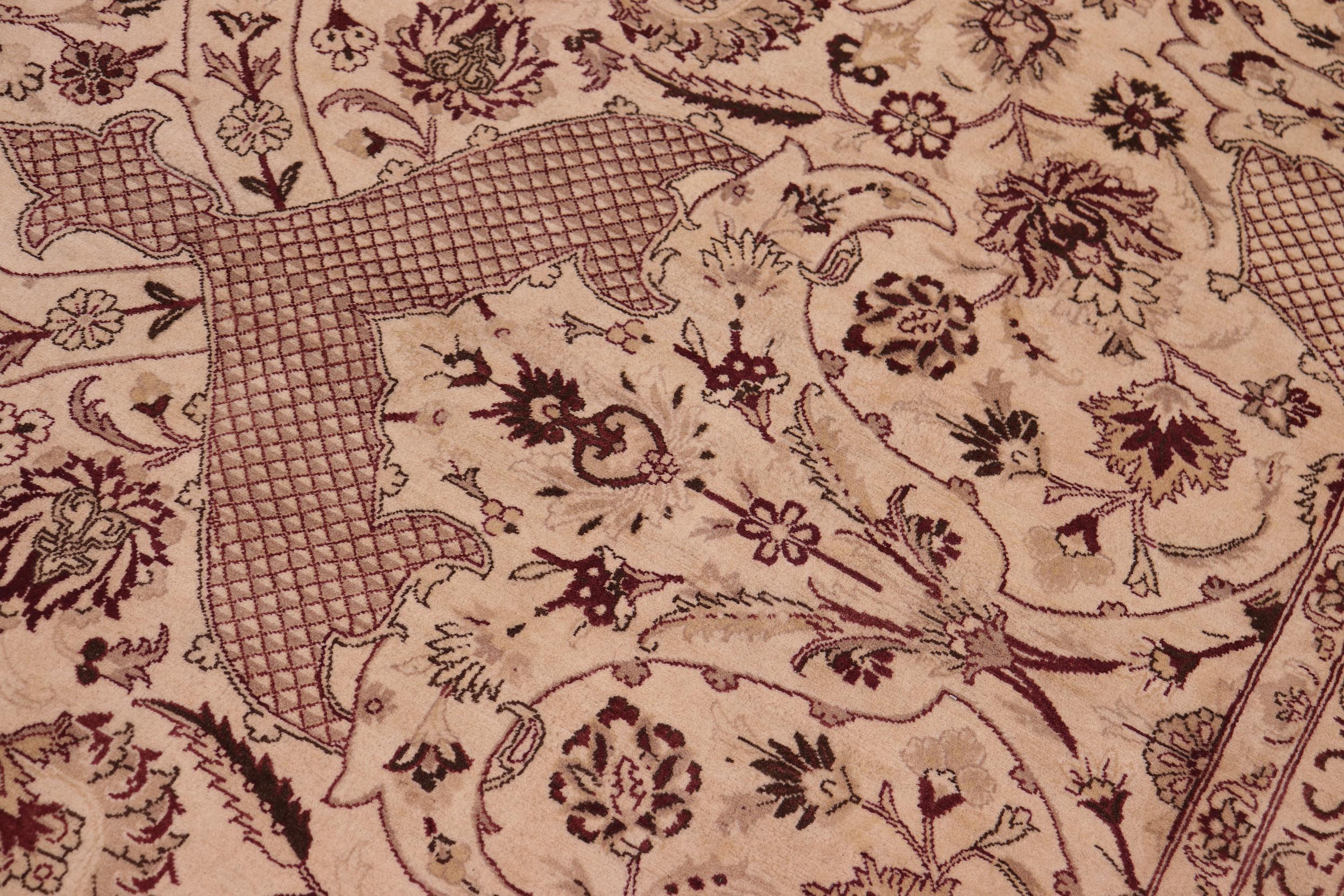 handmade Traditional Agra Beige Red Hand Knotted RECTANGLE 100% WOOL area rug 9x12