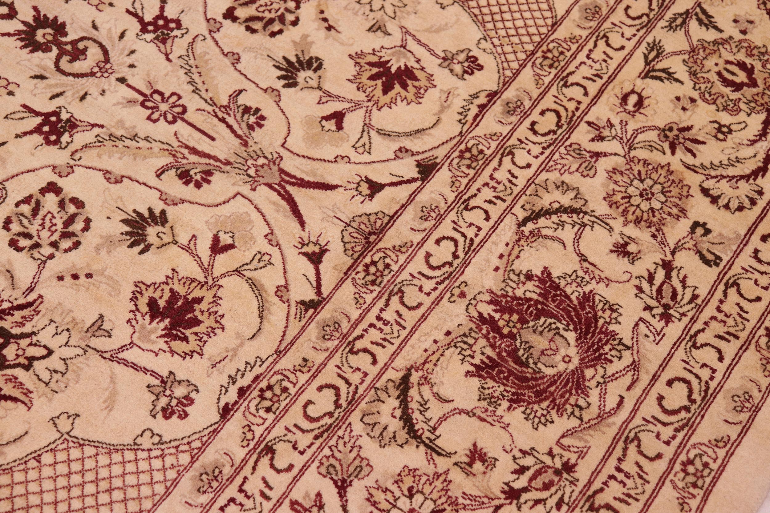 handmade Traditional Agra Beige Red Hand Knotted RECTANGLE 100% WOOL area rug 9x12