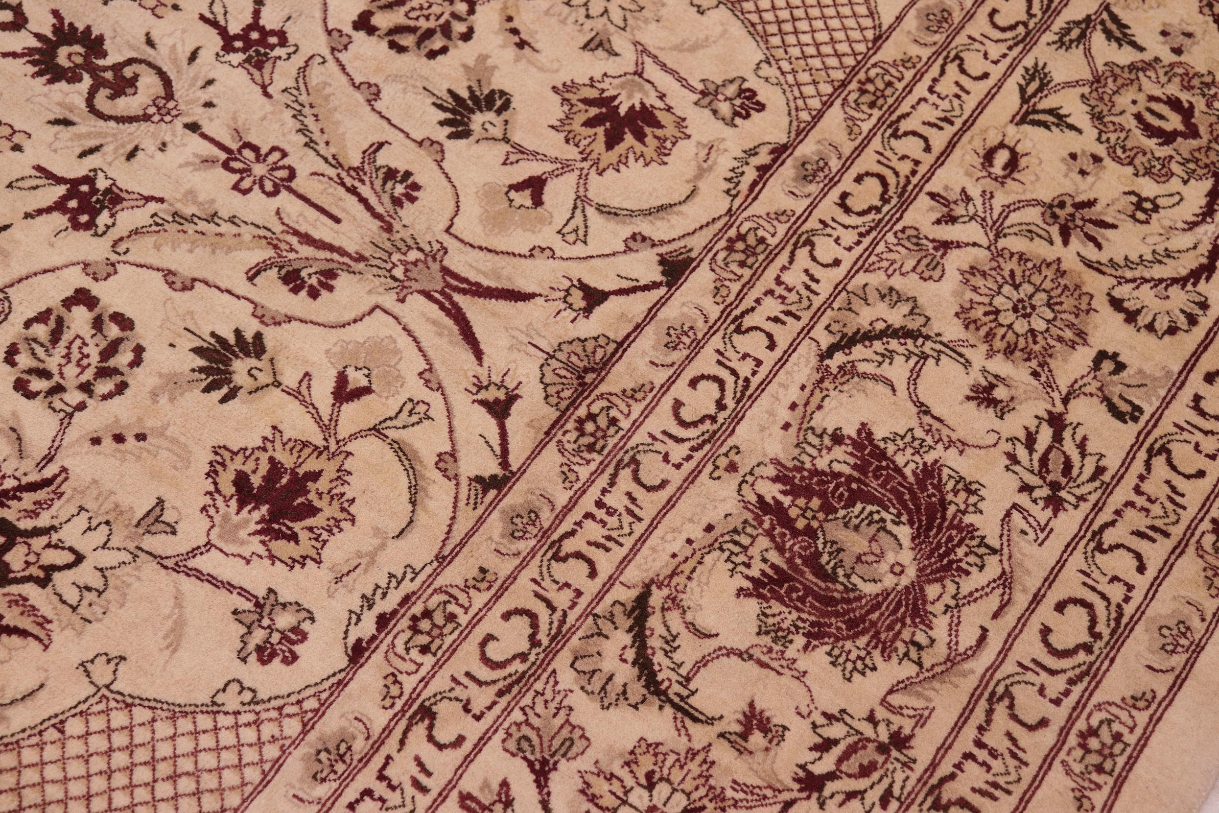 handmade Traditional Agra Beige Red Hand Knotted RECTANGLE 100% WOOL area rug 9x12