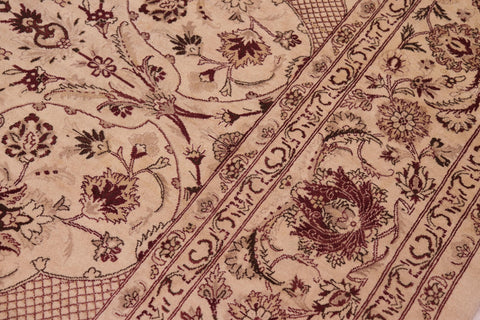 handmade Traditional Agra Beige Red Hand Knotted RECTANGLE 100% WOOL area rug 9x12