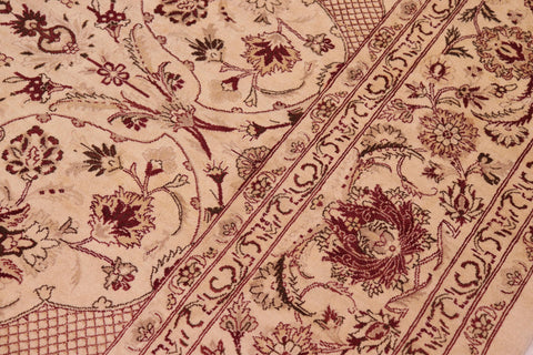 handmade Traditional Agra Beige Red Hand Knotted RECTANGLE 100% WOOL area rug 9x12