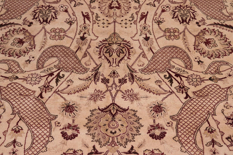 handmade Traditional Agra Beige Red Hand Knotted RECTANGLE 100% WOOL area rug 9x12