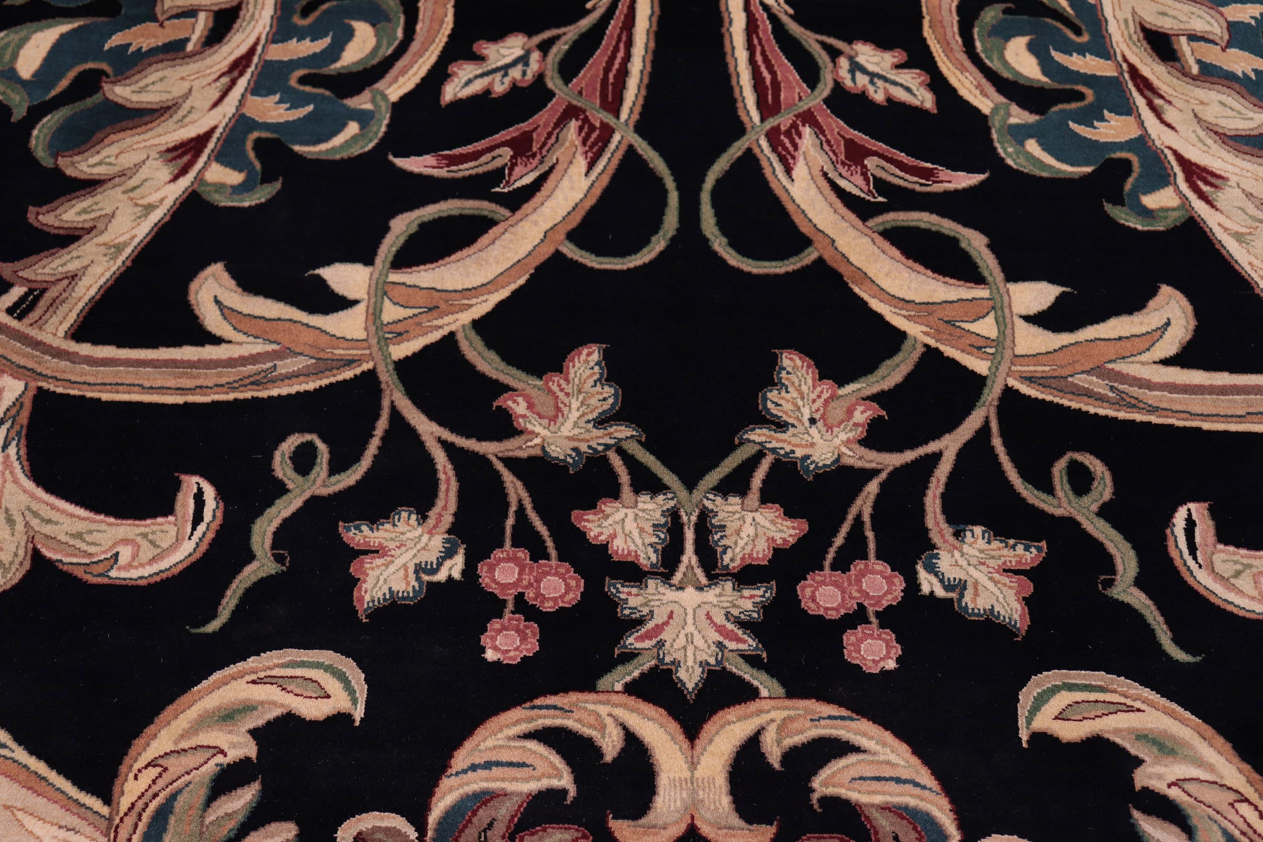 handmade Traditional Bhati Black Lt. Gray Hand Knotted RECTANGLE 100% WOOL area rug 9x12