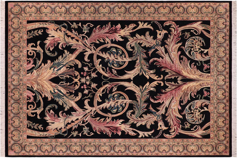 handmade Traditional Bhati Black Lt. Gray Hand Knotted RECTANGLE 100% WOOL area rug 9x12