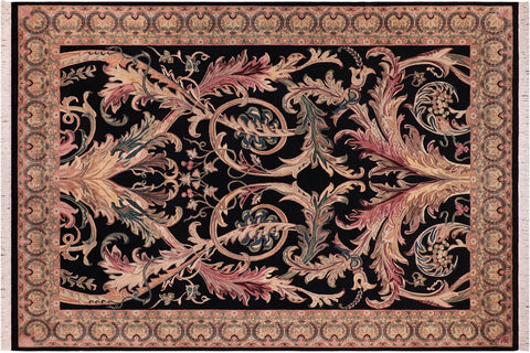 handmade Traditional Bhati Black Lt. Gray Hand Knotted RECTANGLE 100% WOOL area rug 9x12