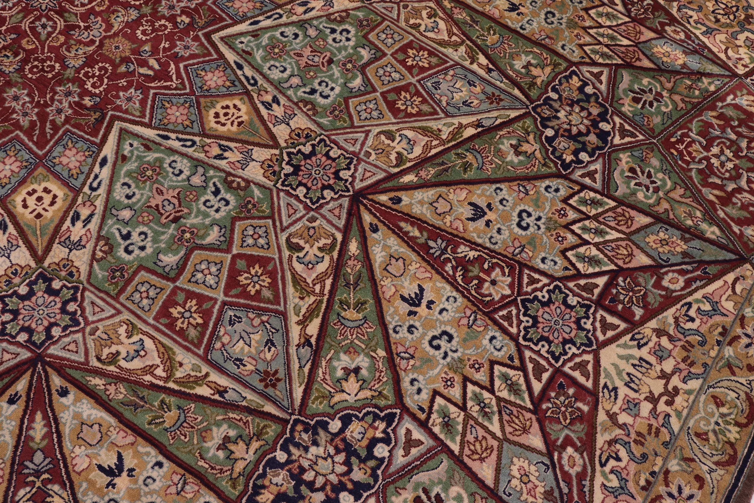 handmade Traditional Mugalart Brown Multi Hand Knotted RECTANGLE 100% WOOL area rug 9x12