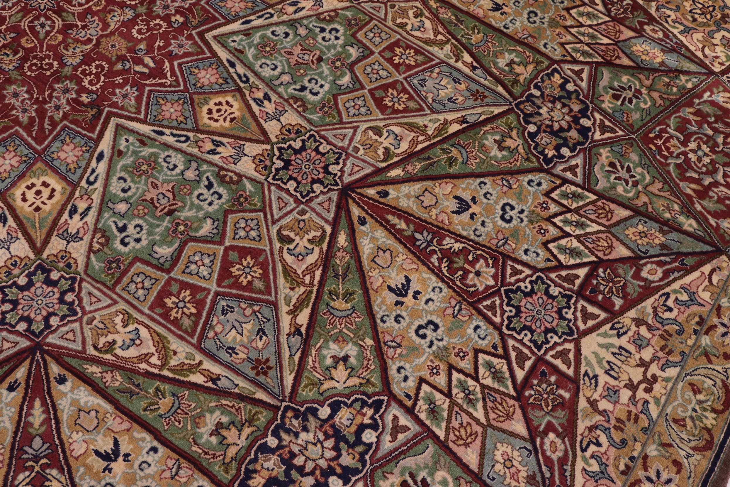 handmade Traditional Mugalart Brown Multi Hand Knotted RECTANGLE 100% WOOL area rug 9x12
