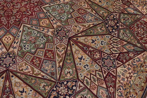 handmade Traditional Mugalart Brown Multi Hand Knotted RECTANGLE 100% WOOL area rug 9x12