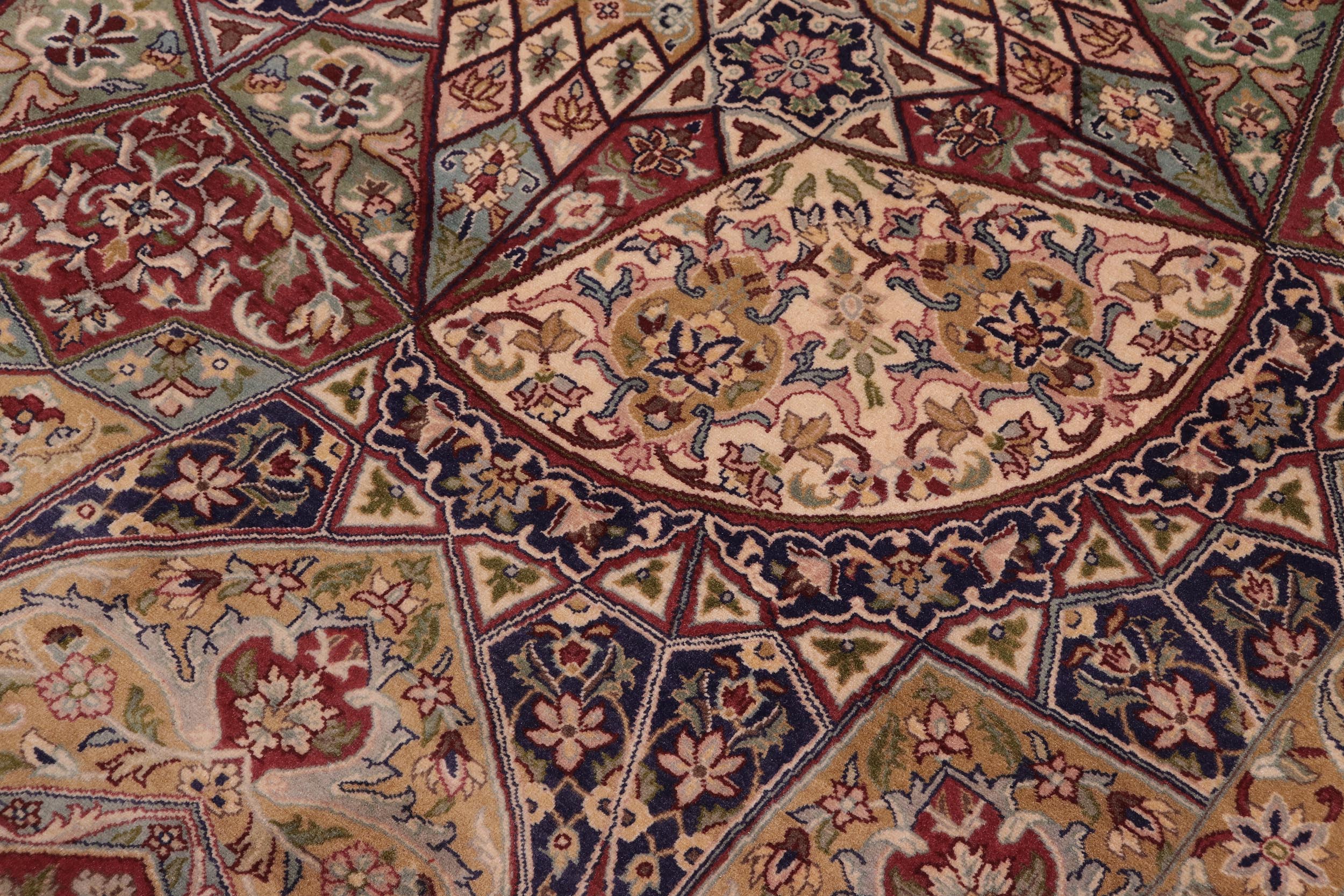 handmade Traditional Mugalart Brown Multi Hand Knotted RECTANGLE 100% WOOL area rug 9x12