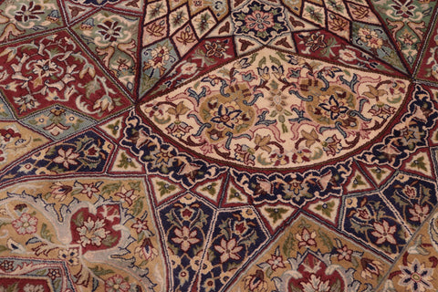 handmade Traditional Mugalart Brown Multi Hand Knotted RECTANGLE 100% WOOL area rug 9x12