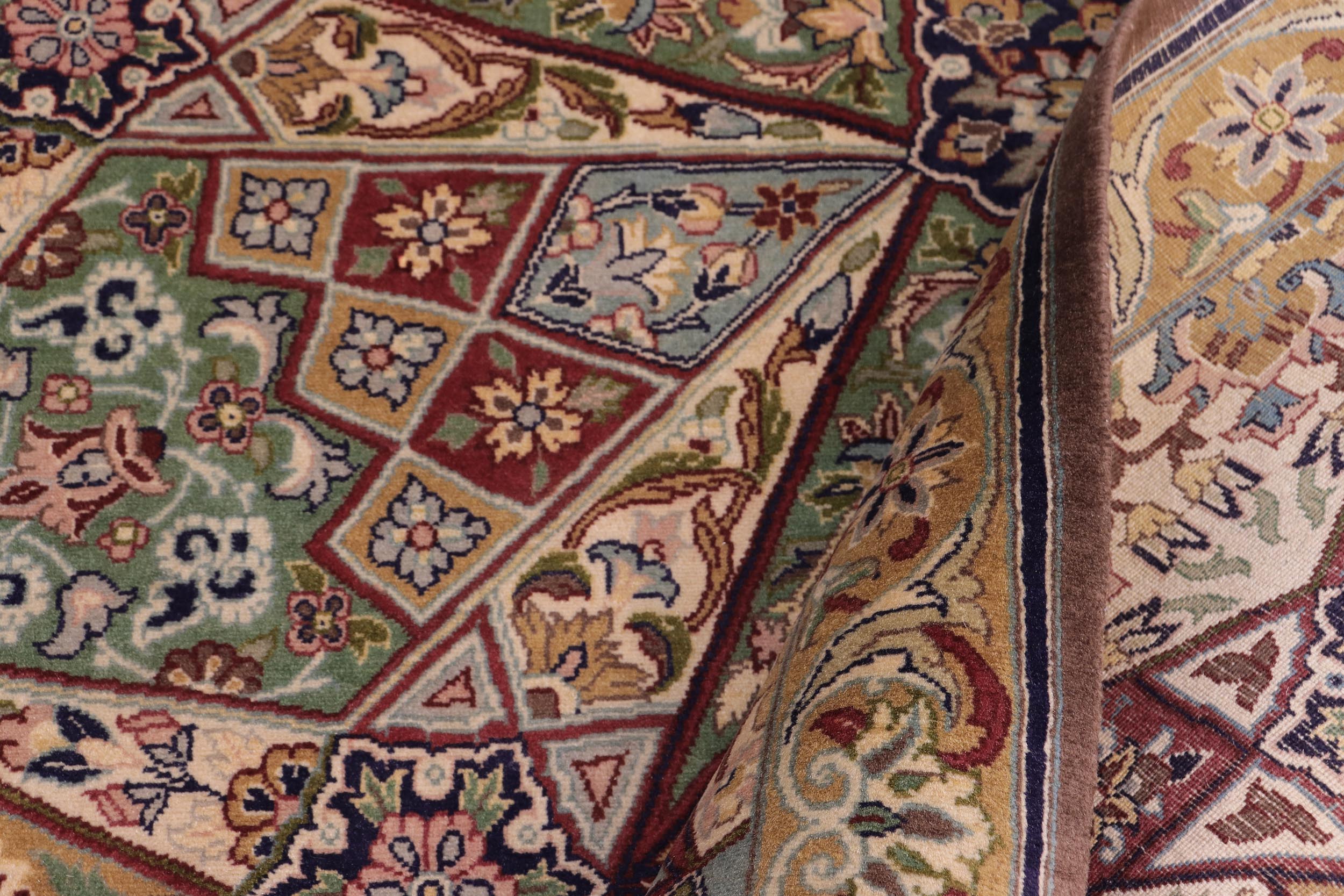 handmade Traditional Mugalart Brown Multi Hand Knotted RECTANGLE 100% WOOL area rug 9x12