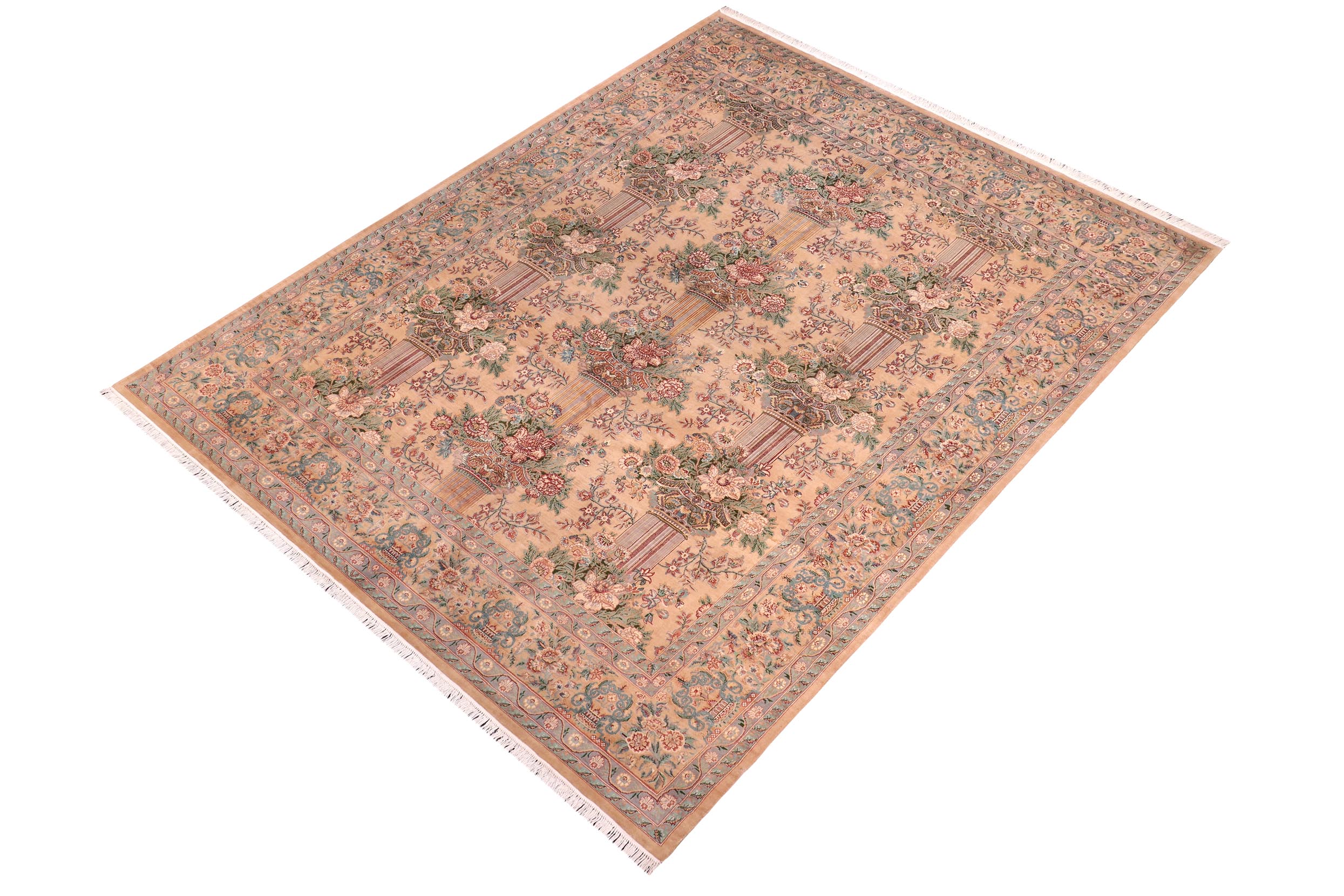 handmade Transitional Pupo Tan Tan Hand Knotted RECTANGLE 100% WOOL area rug 9x12