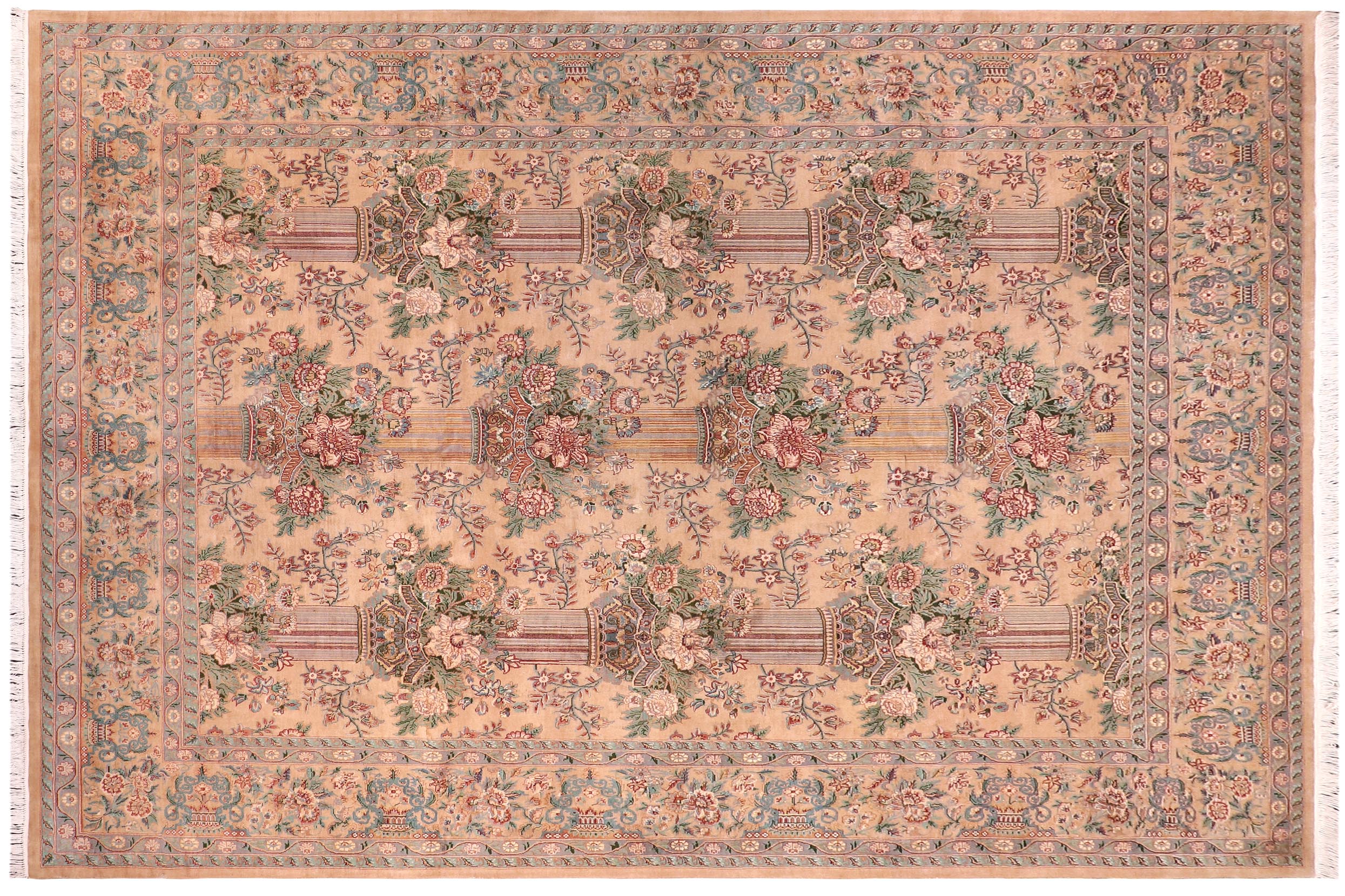 handmade Transitional Pupo Tan Tan Hand Knotted RECTANGLE 100% WOOL area rug 9x12