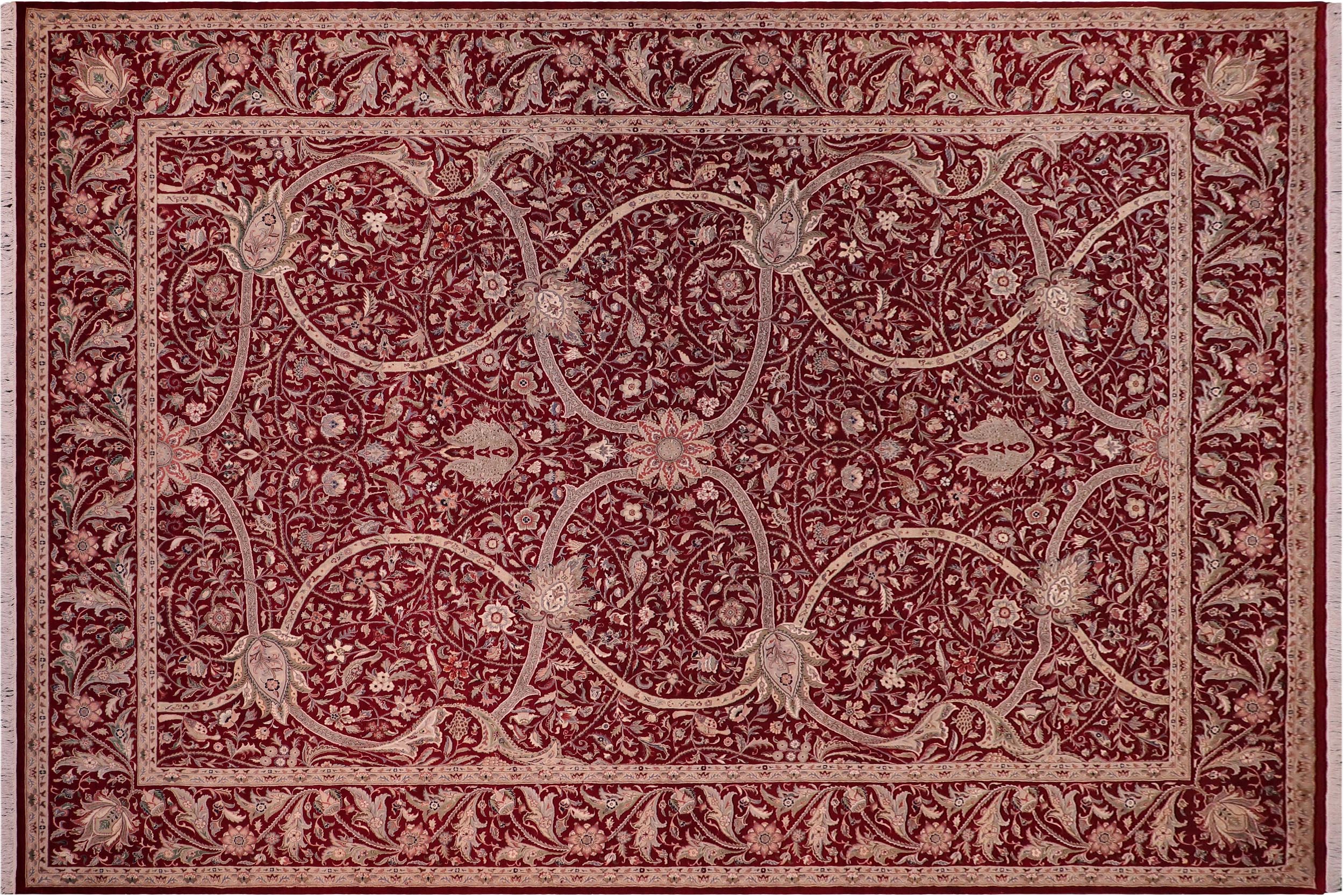 handmade Transitional Arshad Red Red Hand Knotted RECTANGLE 100% WOOL area rug 9x12