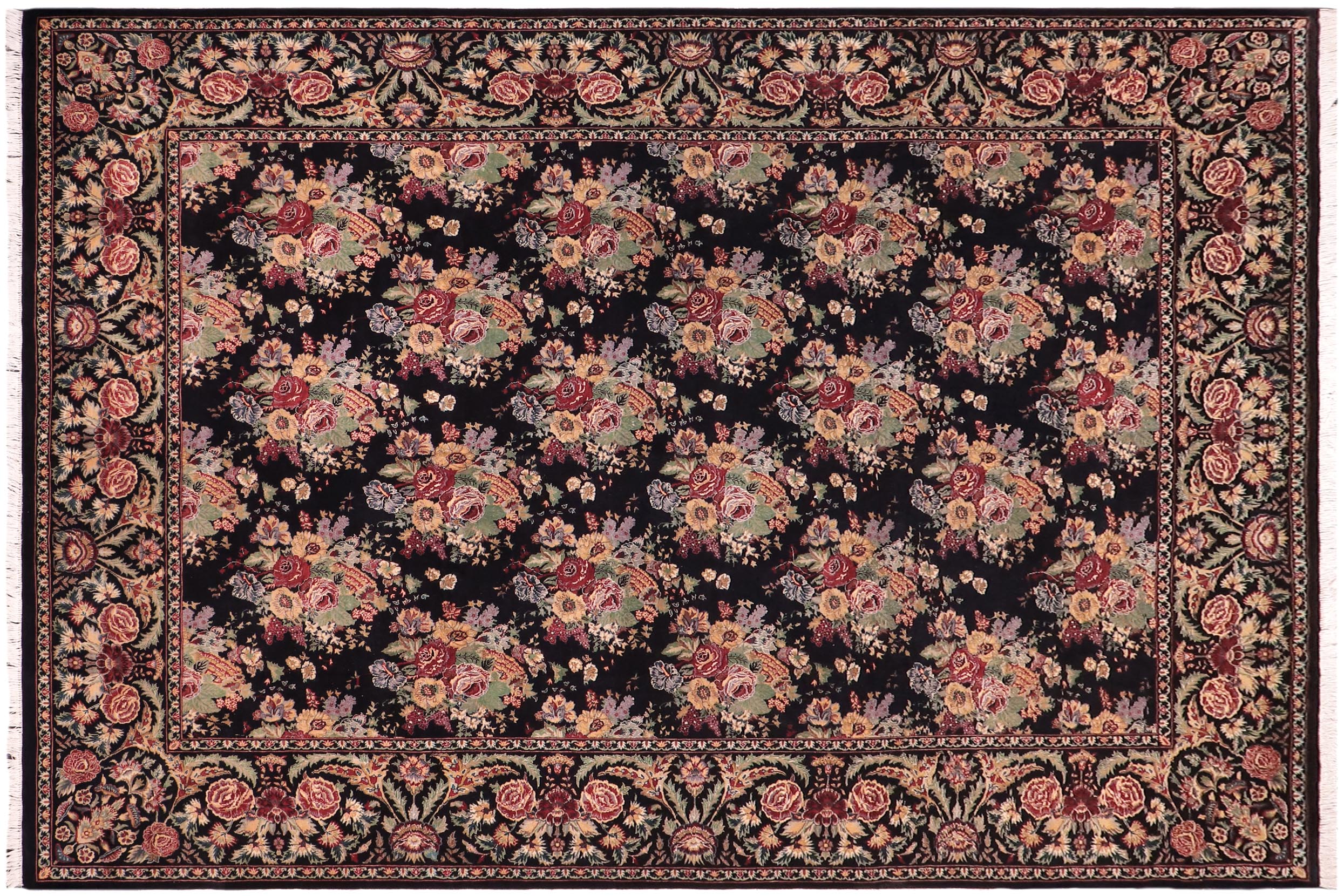 handmade Transitional Gulshan Black Black Hand Knotted RECTANGLE 100% WOOL area rug 9x12