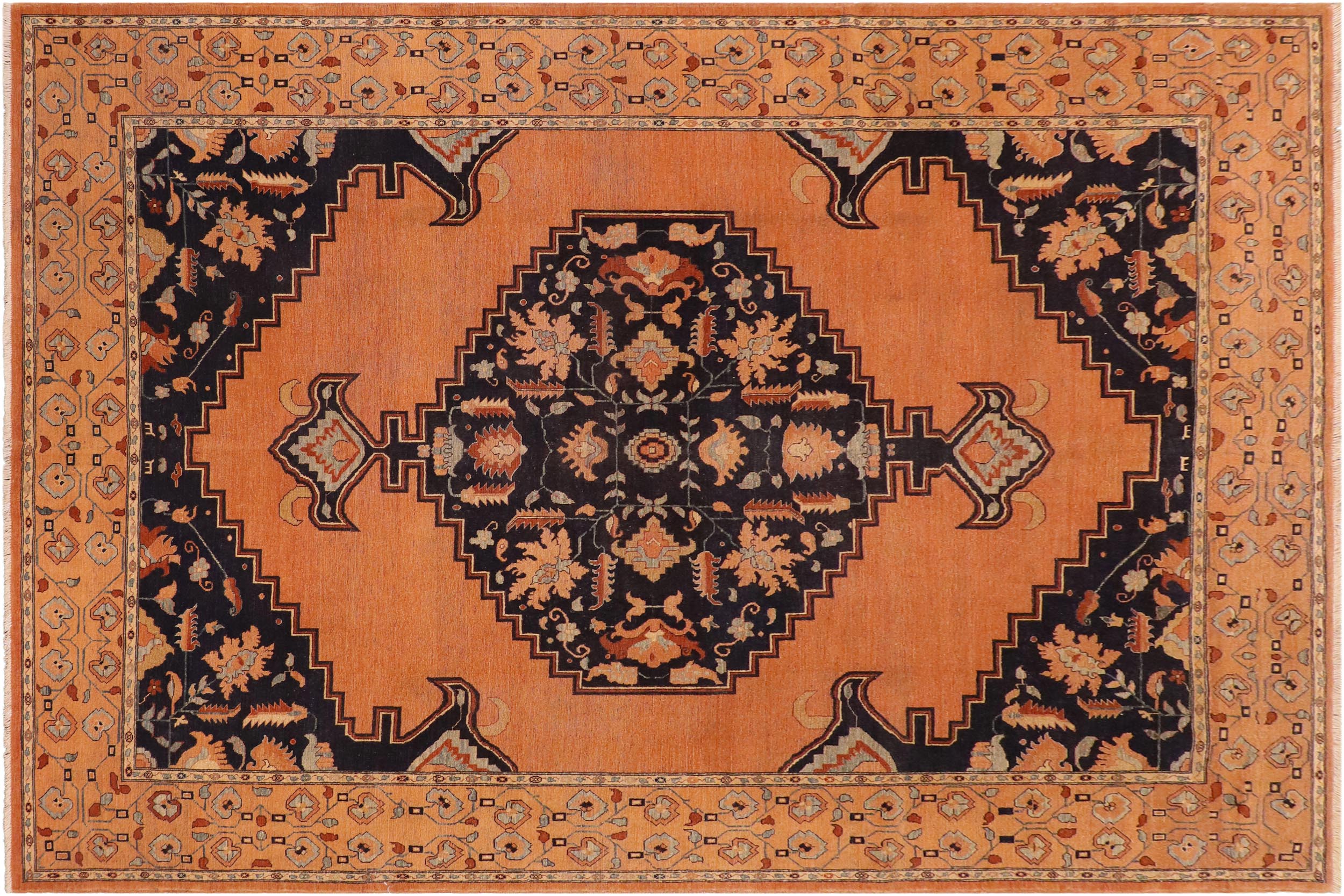 handmade Traditional Antique Rust Blue Hand Knotted RECTANGLE 100% WOOL area rug 8' x 11'