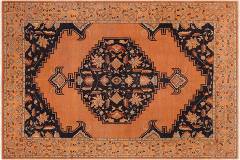 handmade Traditional Antique Rust Blue Hand Knotted RECTANGLE 100% WOOL area rug 8' x 11'