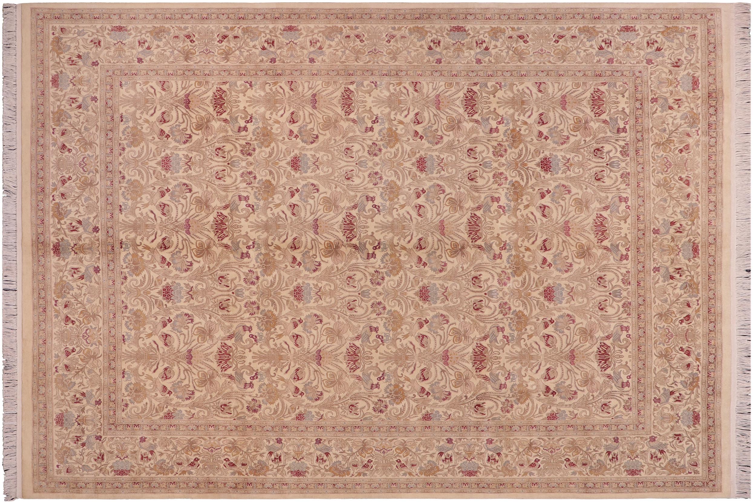handmade Transitional Sayra Beige Red Hand Knotted RECTANGLE 100% WOOL area rug 8x10