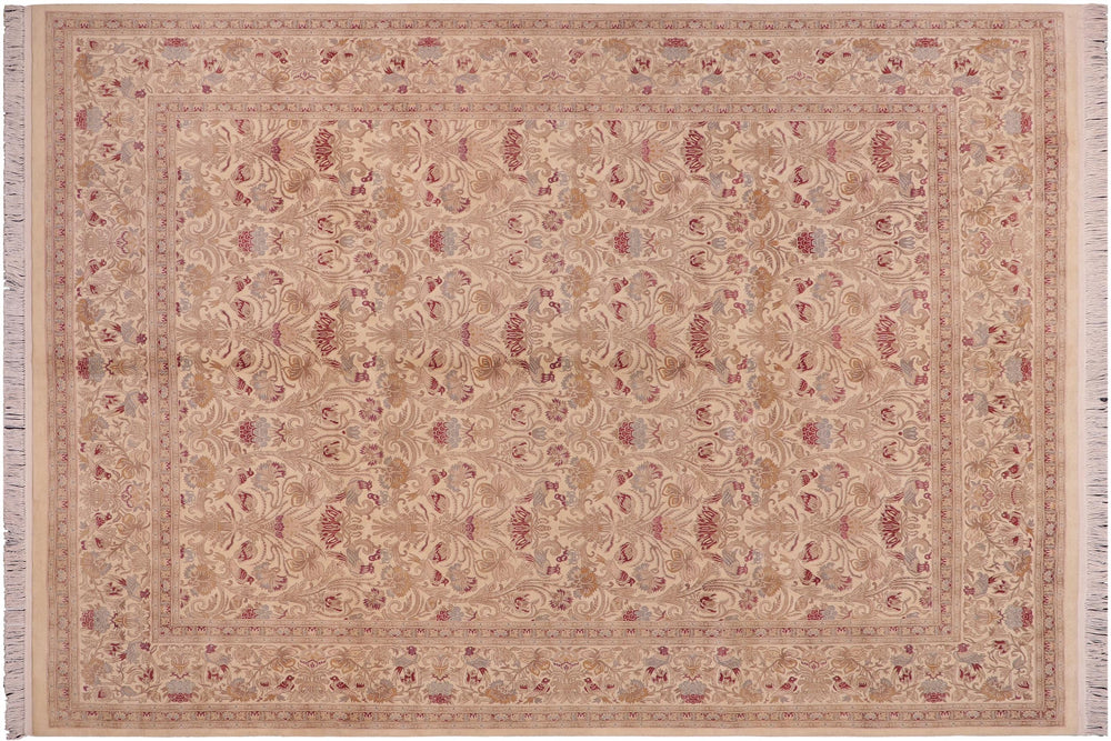 handmade Transitional Sayra Beige Red Hand Knotted RECTANGLE 100% WOOL area rug 8x10