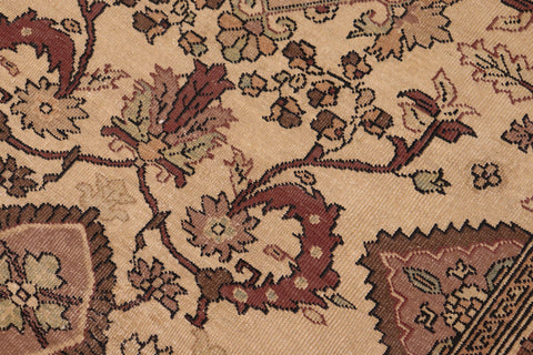 handmade Transitional Antique Beige Brown Hand Knotted RECTANGLE 100% WOOL area rug 9' x 9'
