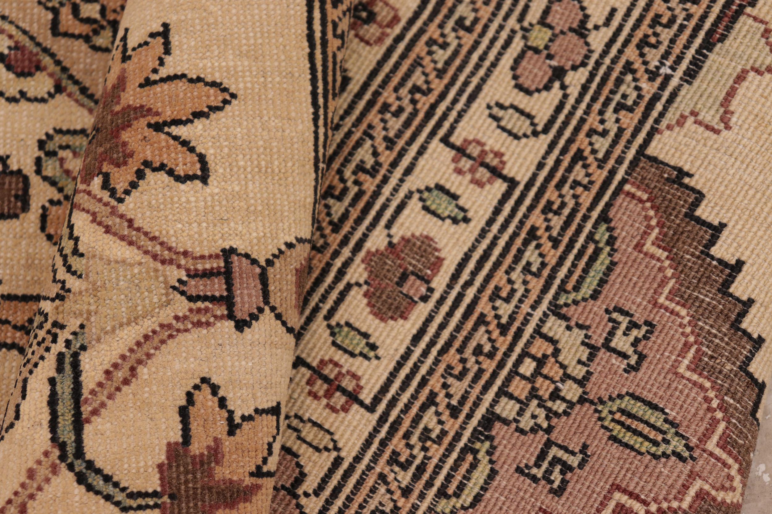 handmade Transitional Antique Beige Brown Hand Knotted RECTANGLE 100% WOOL area rug 9' x 9'