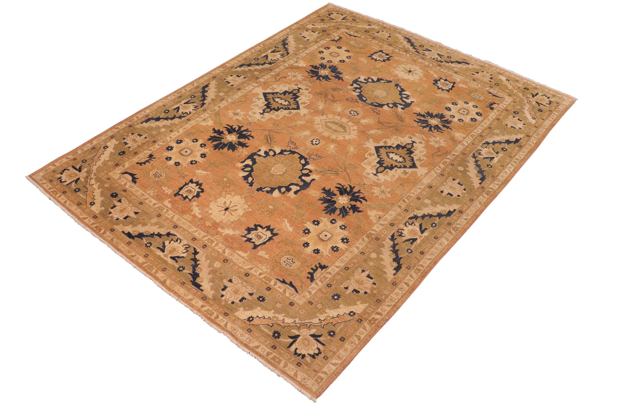 handmade Traditional Kafkaz Orange Lt. Green Hand Knotted RECTANGLE 100% WOOL area rug 8x10