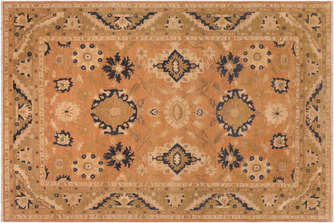 Oriental Ziegler Samira Orange/Green Hand Knotted Wool Rug - 8'3'' x 10'4''