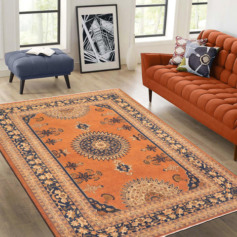 handmade Traditional Kafkaz Rust Blue Hand Knotted RECTANGLE 100% WOOL area rug 8' x 10'