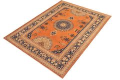 handmade Traditional Kafkaz Rust Blue Hand Knotted RECTANGLE 100% WOOL area rug 8 x 10