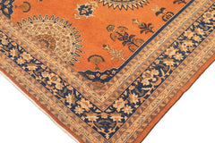 handmade Traditional Kafkaz Rust Blue Hand Knotted RECTANGLE 100% WOOL area rug 8 x 10