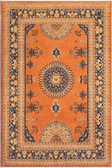 handmade Traditional Kafkaz Rust Blue Hand Knotted RECTANGLE 100% WOOL area rug 8 x 10