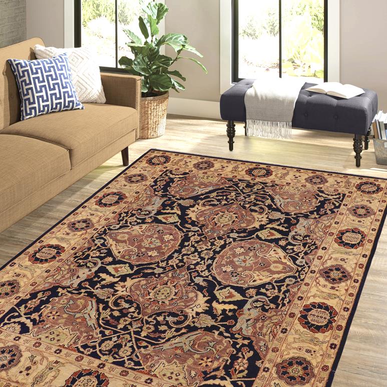 handmade Traditional Kafkaz Blue Tan Hand Knotted RECTANGLE 100% WOOL area rug 8 x 10