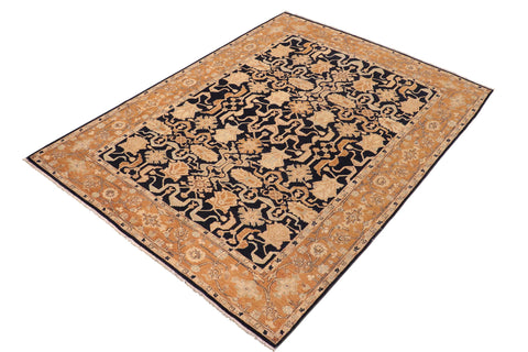 handmade Transitional Kafkaz Blue Orange Hand Knotted RECTANGLE 100% WOOL area rug 8' x 10'